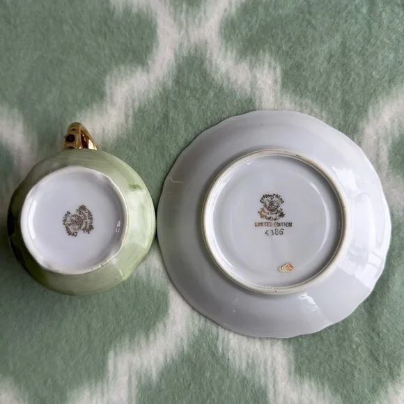 Vintage Lefton England hand painted bone china cup and saucer - Picture 7 of 9